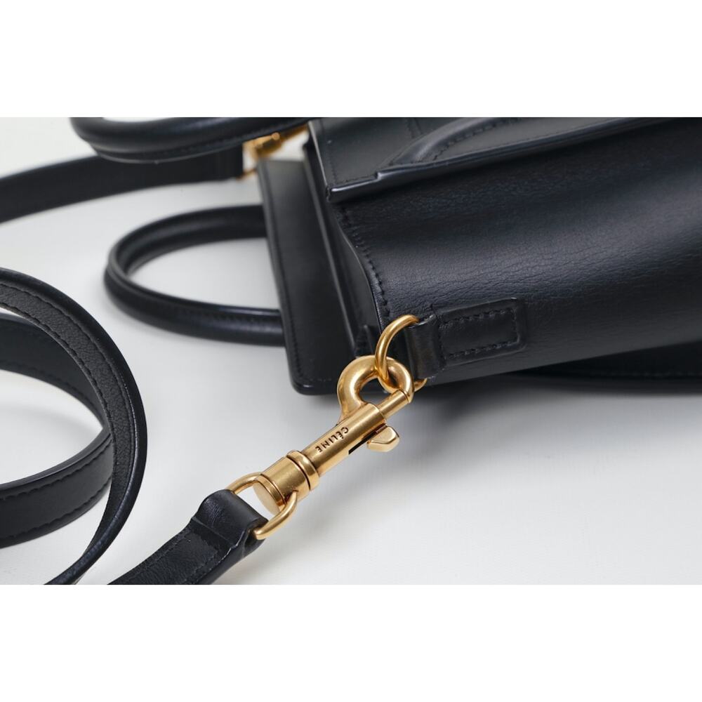 Celine Bag Nano Luggage Smooth Black Leather Crossbody Handbag Tote Authentic - Picture 12 of 16